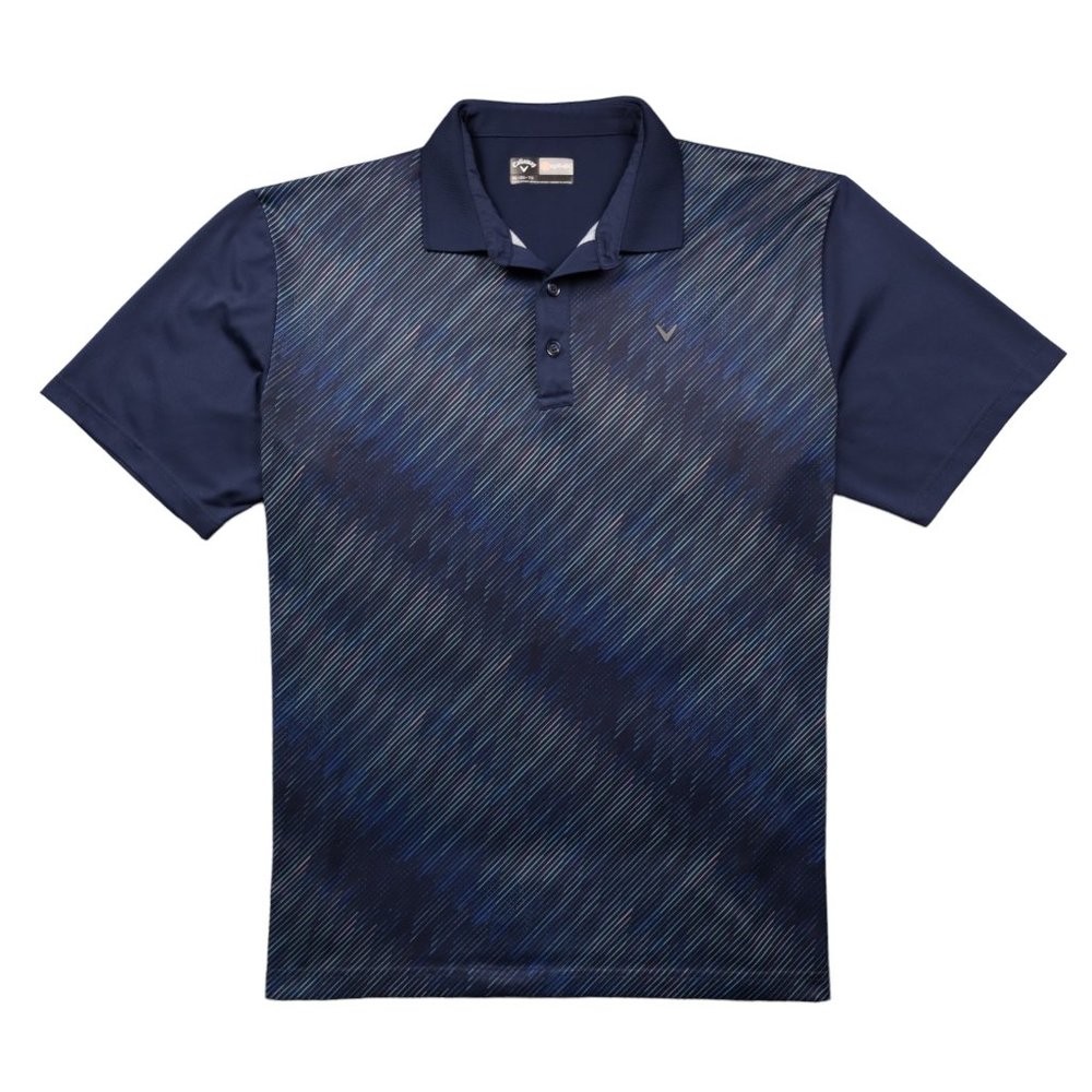 Callaway Opti Dri Short Sleeve Polo Mens Size XL Blue Prismatic Diagonal Stripes